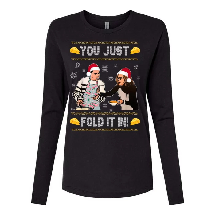 You Just Fold It Funny Cheese Xmas Sweater Womens Cotton Relaxed Long Sleeve T-Shirt