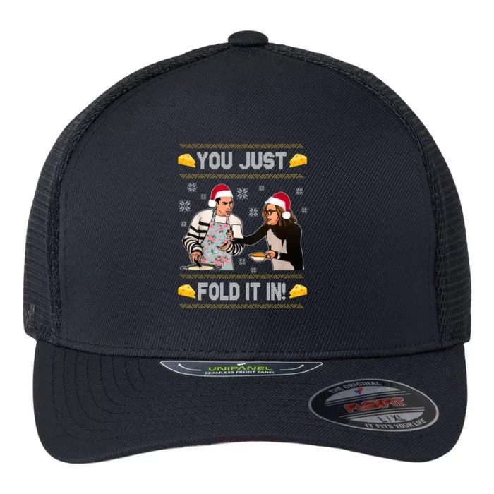 You Just Fold It Funny Cheese Xmas Sweater Flexfit Unipanel Trucker Cap