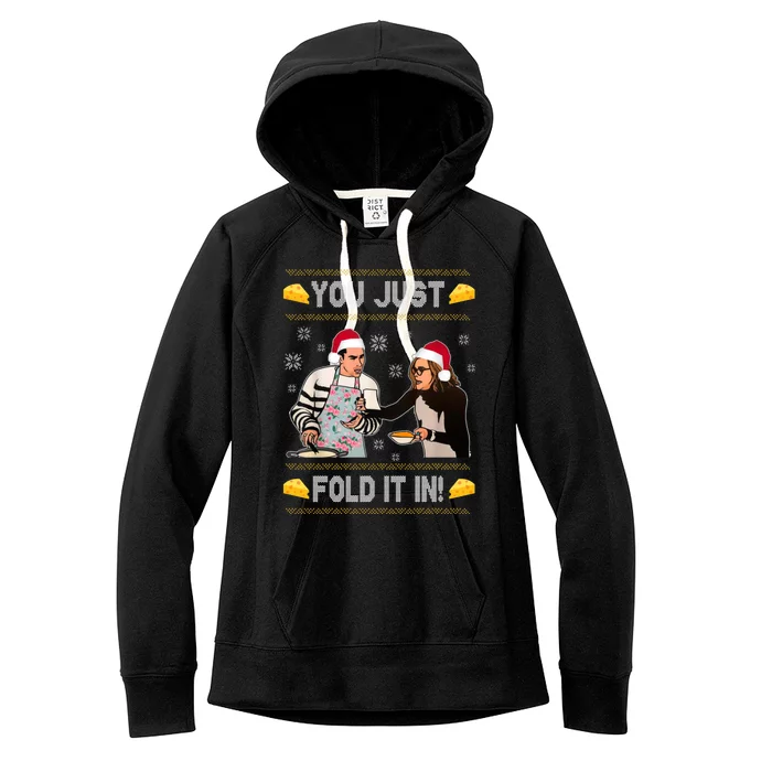 You Just Fold It Funny Cheese Xmas Sweater Women's Fleece Hoodie