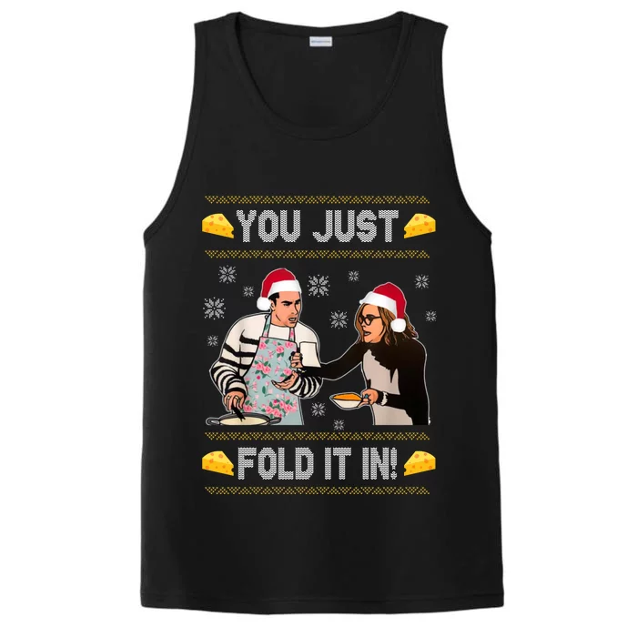 You Just Fold It Funny Cheese Xmas Sweater Performance Tank