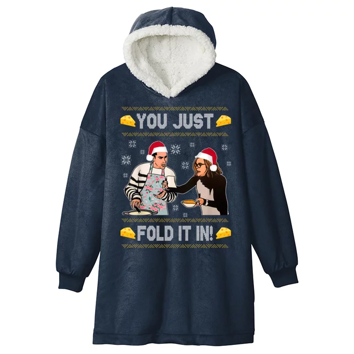 You Just Fold It Funny Cheese Xmas Sweater Hooded Wearable Blanket