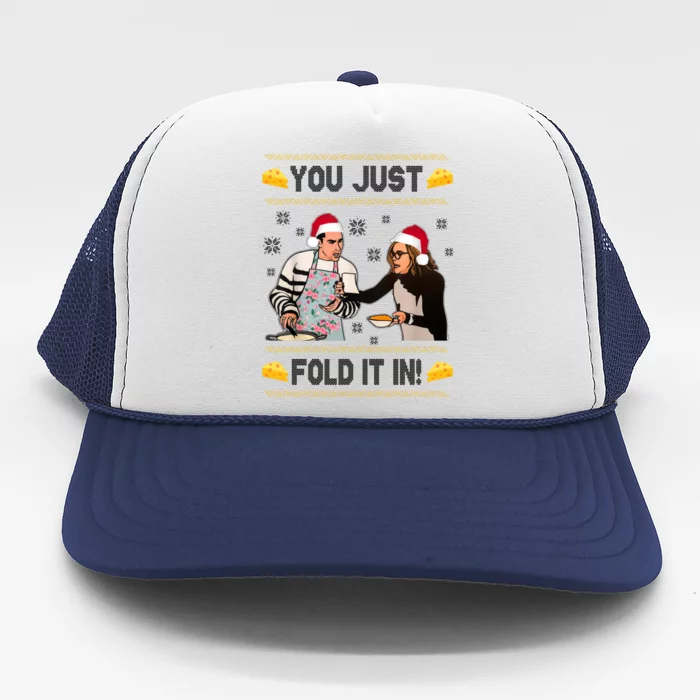 You Just Fold It Funny Cheese Xmas Sweater Trucker Hat