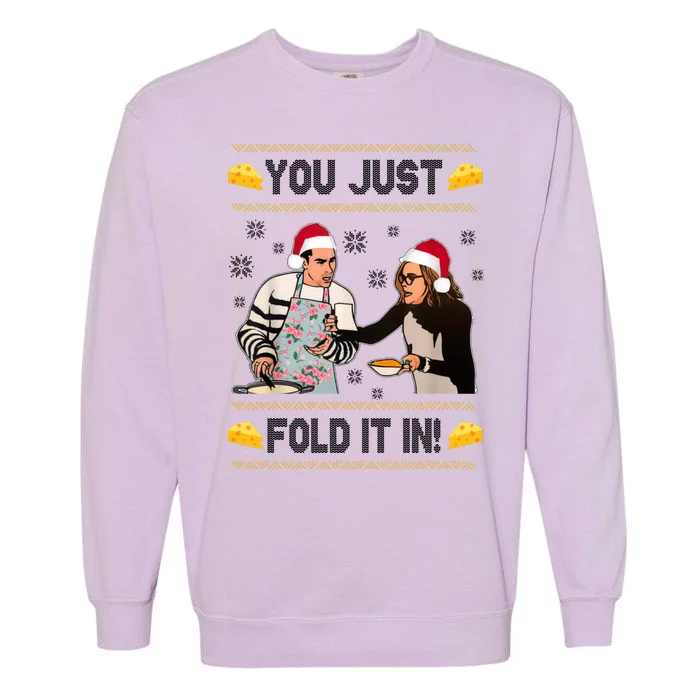 You Just Fold It Funny Cheese Xmas Sweater Garment-Dyed Sweatshirt