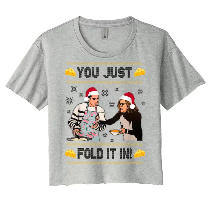 You Just Fold It Funny Cheese Xmas Sweater Women's Crop Top Tee