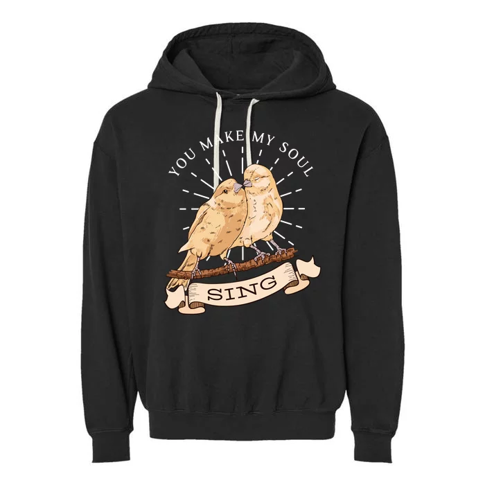 You Make My Soul Sing Bird Garment-Dyed Fleece Hoodie