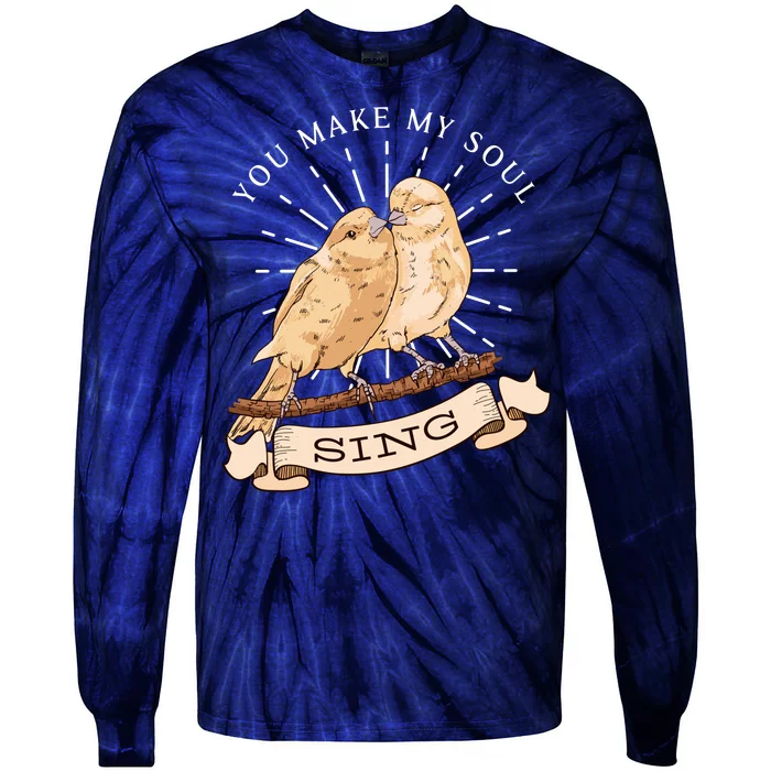 You Make My Soul Sing Bird Tie-Dye Long Sleeve Shirt