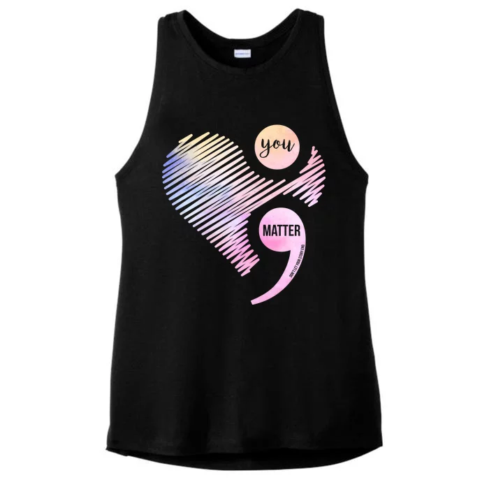 You Matter Don't Let Your Story End Semicolon Ladies Tri-Blend Wicking Tank