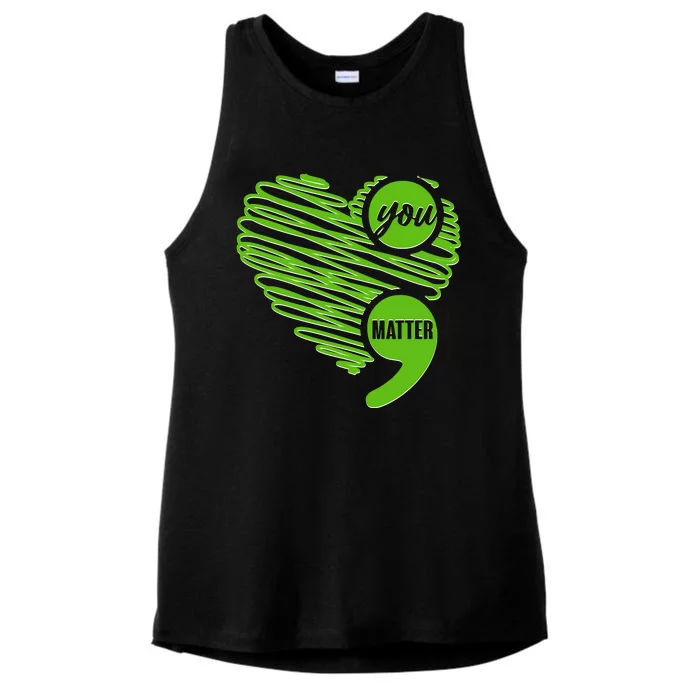 You Matter Semicolon Heart Mental Health Awareness Ladies Tri-Blend Wicking Tank