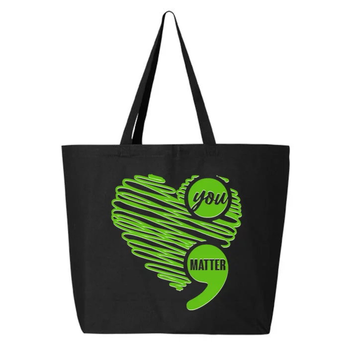 You Matter Semicolon Heart Mental Health Awareness 25L Jumbo Tote