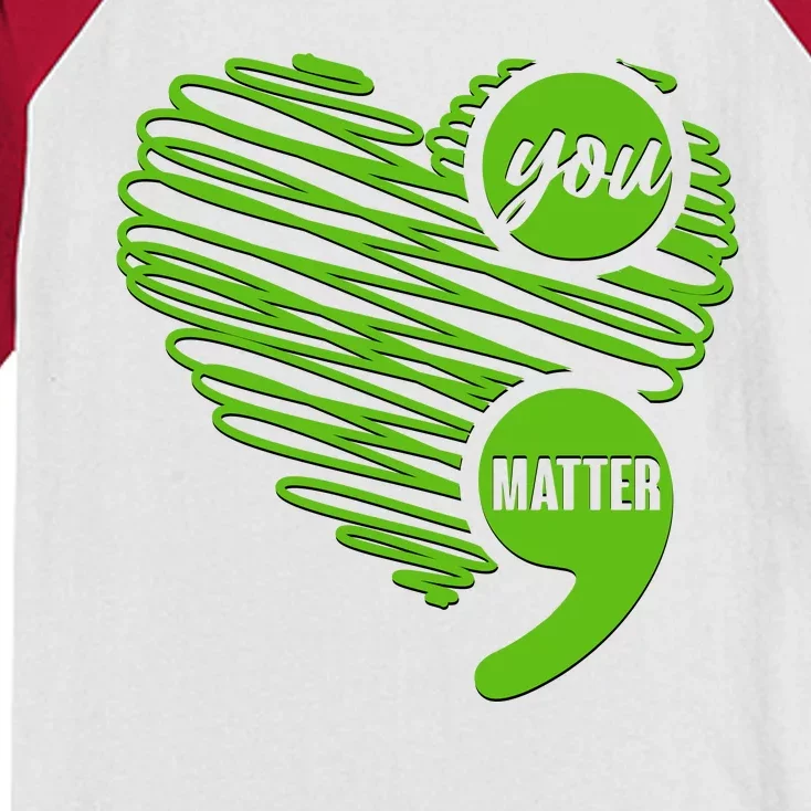 You Matter Semicolon Heart Mental Health Awareness Kids Colorblock Raglan Jersey