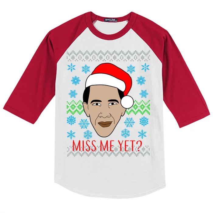 You Miss Me Yet Obama Ugly Christmas Kids Colorblock Raglan Jersey