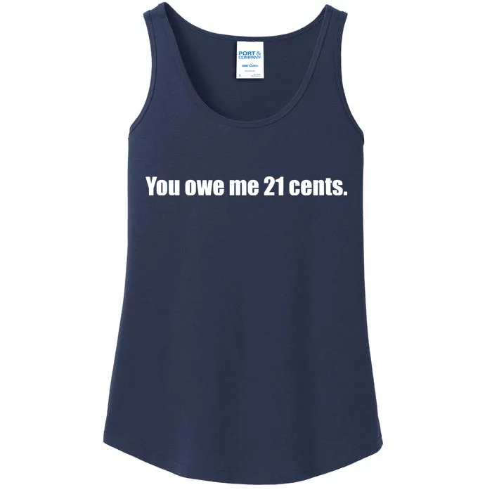 You Owe Me 21 Cents Bold Text - Feminist Ladies Essential Tank