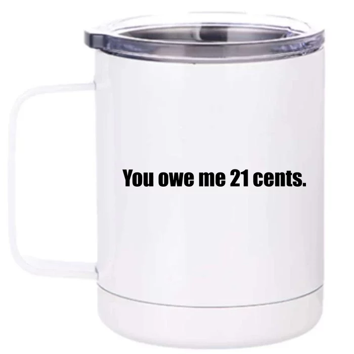 You Owe Me 21 Cents Bold Text - Feminist Front & Back 12oz Stainless Steel Tumbler Cup