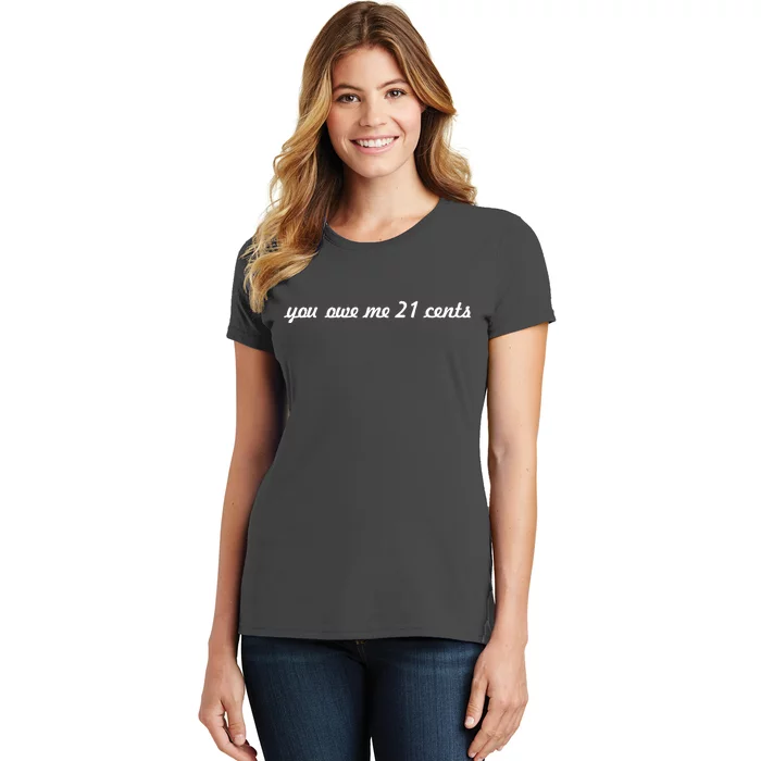 You Owe Me 21 Cents Scrip Text Women's T-Shirt