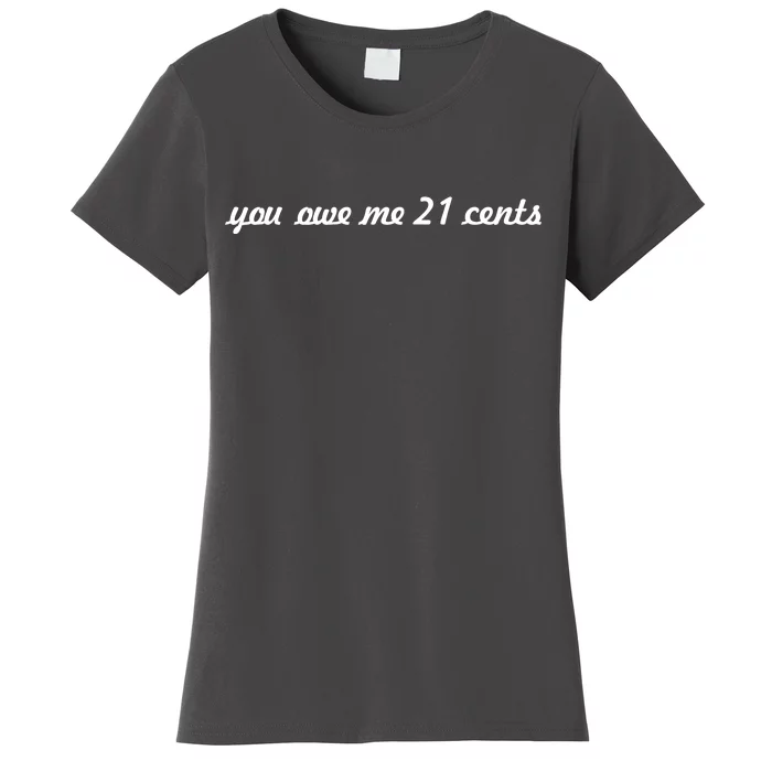 You Owe Me 21 Cents Scrip Text Women's T-Shirt