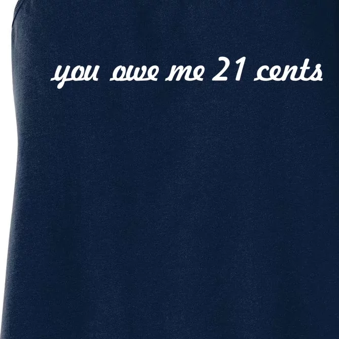 You Owe Me 21 Cents Scrip Text Women's Racerback Tank