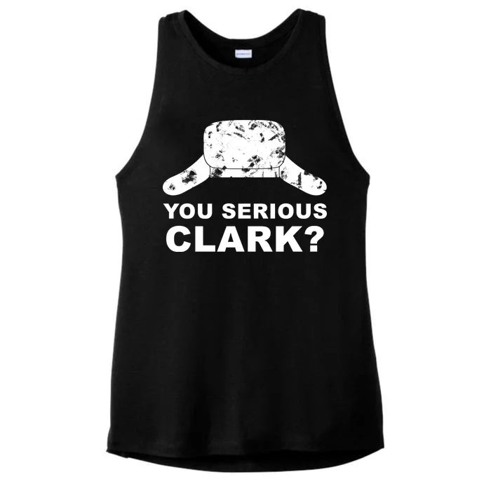 You Serious Clark Winter Hat Distress Ladies Tri-Blend Wicking Tank