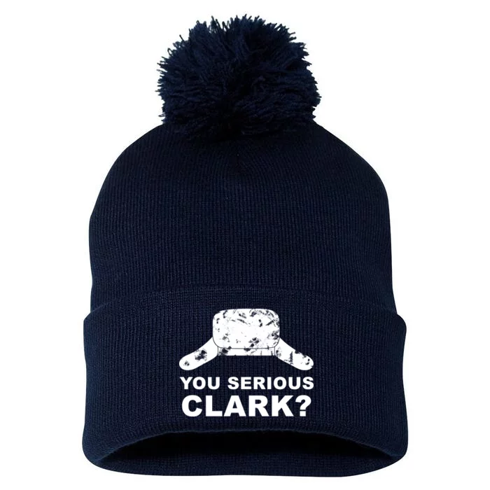 You Serious Clark Winter Hat Distress Pom Pom 12in Knit Beanie