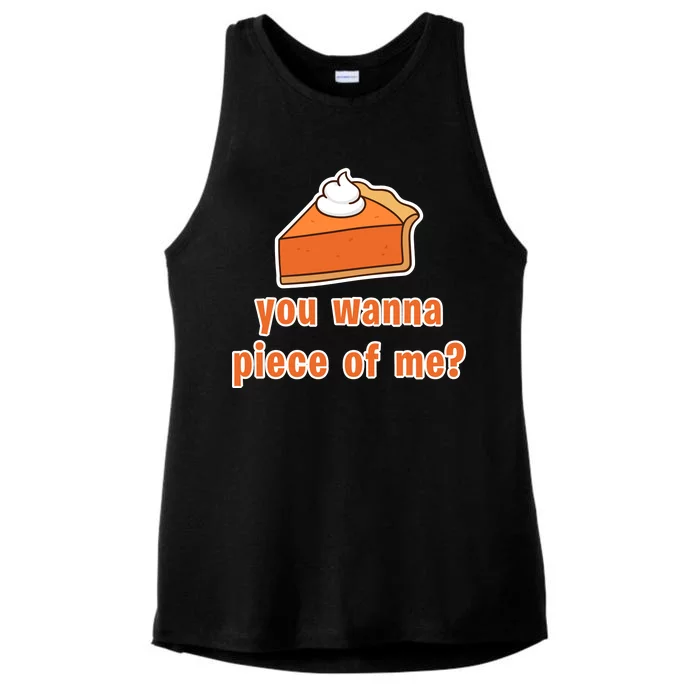 You Wanna Piece of Me Thanksgiving Pumpkin Pie Ladies Tri-Blend Wicking Tank