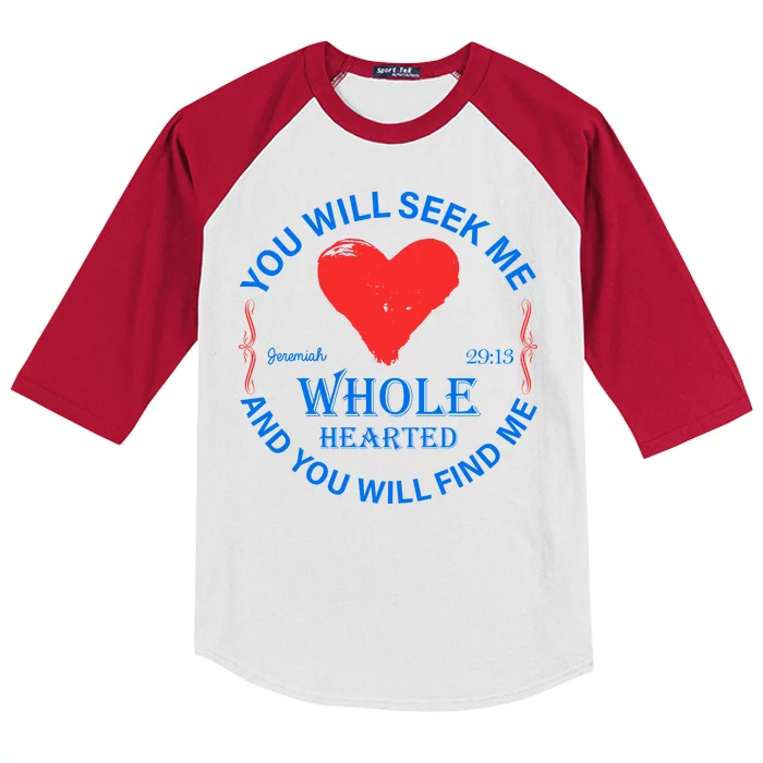 You Will Seek Me Gospel Verse Kids Colorblock Raglan Jersey