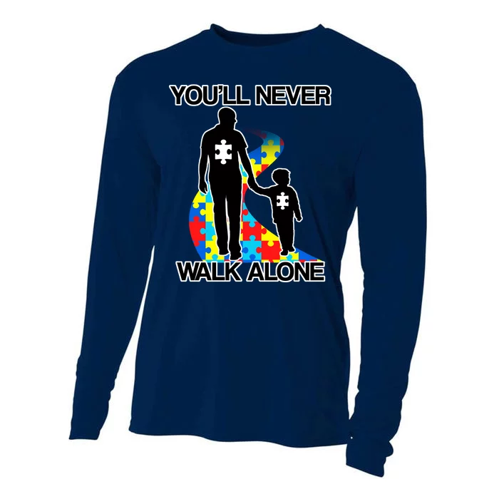 You'll Never Walk Alone Autism Awareness Cooling Performance Long Sleeve Crew