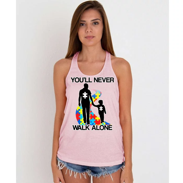 You'll Never Walk Alone Autism Awareness Women's Knotted Racerback Tank