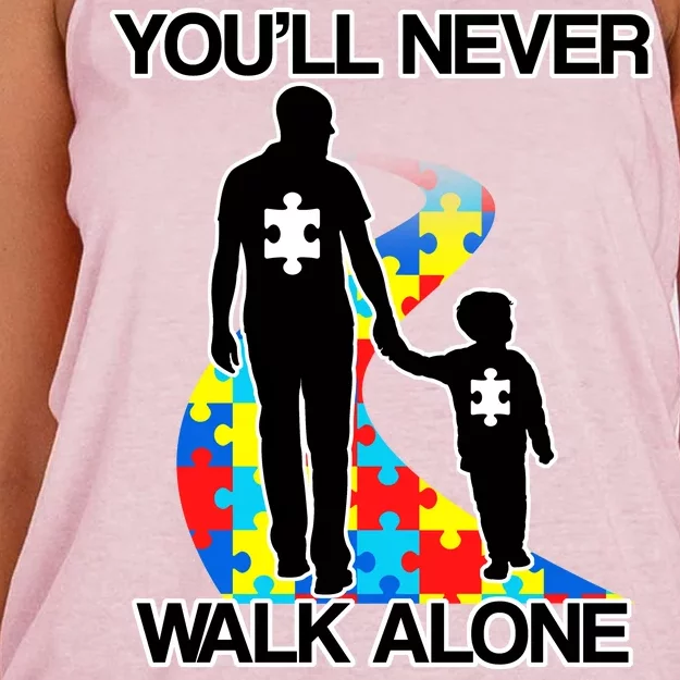 You'll Never Walk Alone Autism Awareness Women's Knotted Racerback Tank