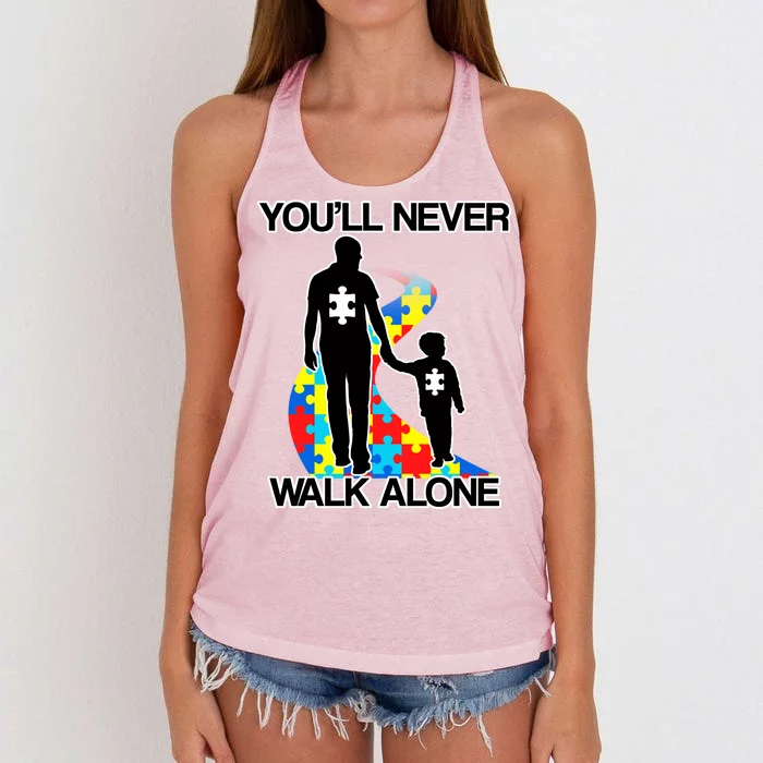 You'll Never Walk Alone Autism Awareness Women's Knotted Racerback Tank