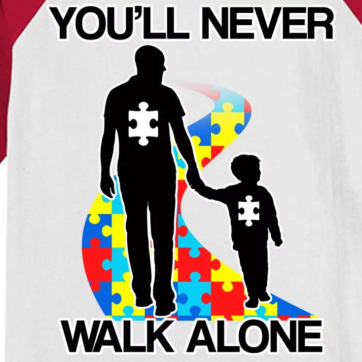 You'll Never Walk Alone Autism Awareness Kids Colorblock Raglan Jersey