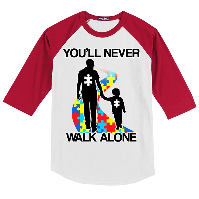 You'll Never Walk Alone Autism Awareness Kids Colorblock Raglan Jersey