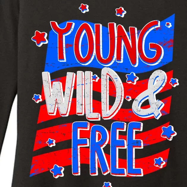 Young Wild & Free Red White & Blue Womens CVC Long Sleeve Shirt