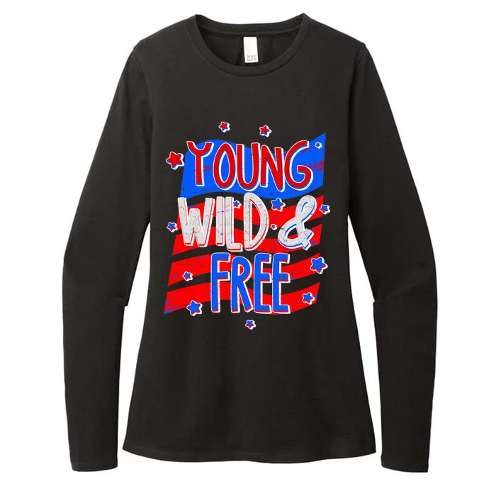 Young Wild & Free Red White & Blue Womens CVC Long Sleeve Shirt