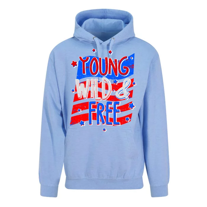 Young Wild & Free Red White & Blue Unisex Surf Hoodie