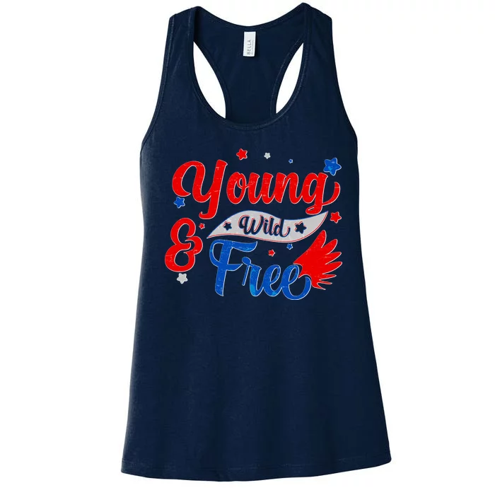 Young Wild And Free USA Women's Racerback Tank