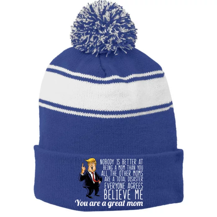 Your A Great Mom Donald Trump Stripe Pom Pom Beanie