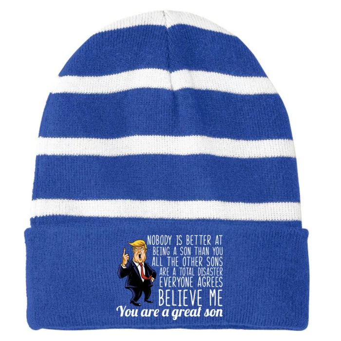 Your A Great Son Donald Trump Striped Beanie with Solid Band