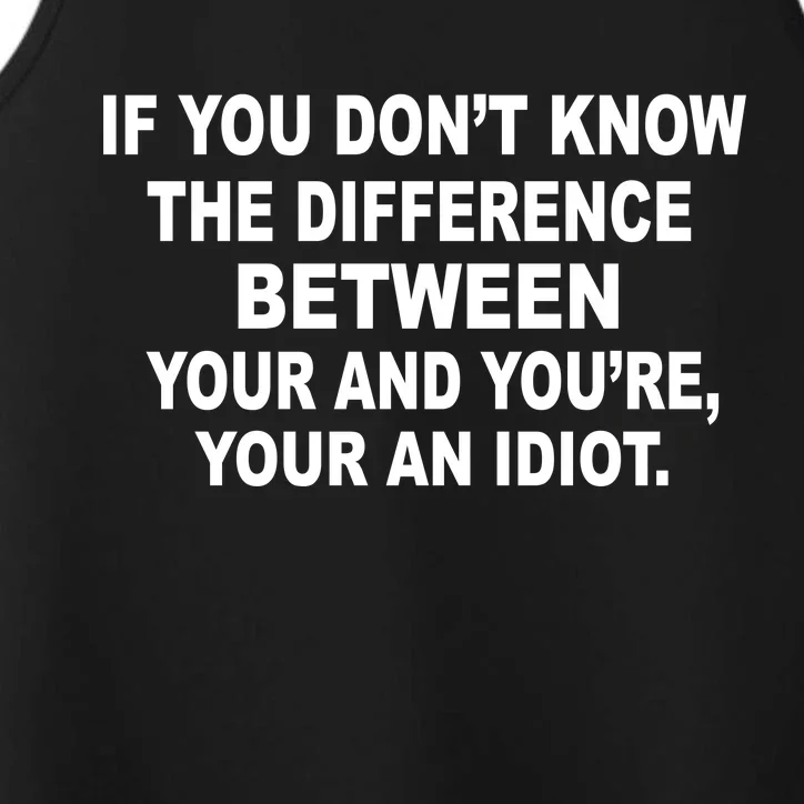 Your and You're Your an Idiot Performance Tank