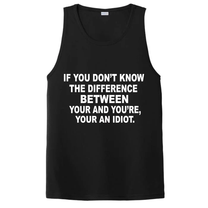 Your and You're Your an Idiot Performance Tank