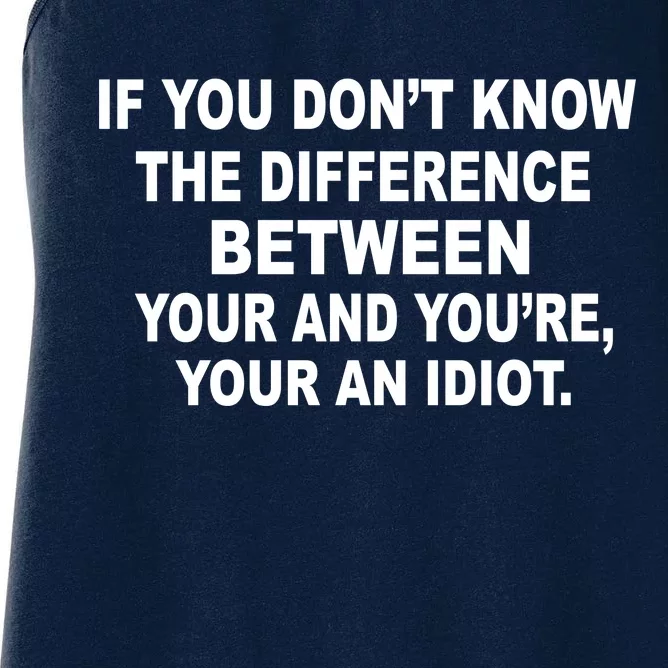 Your and You're Your an Idiot Women's Racerback Tank