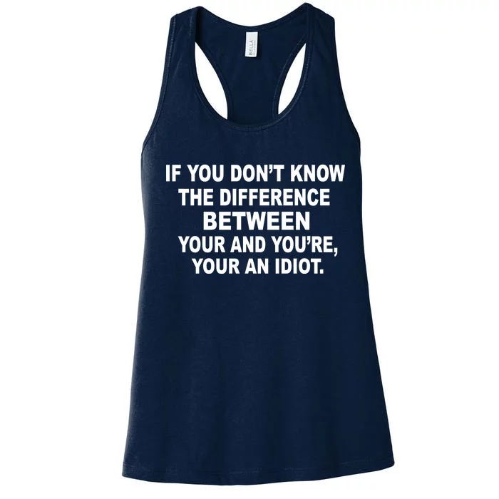 Your and You're Your an Idiot Women's Racerback Tank