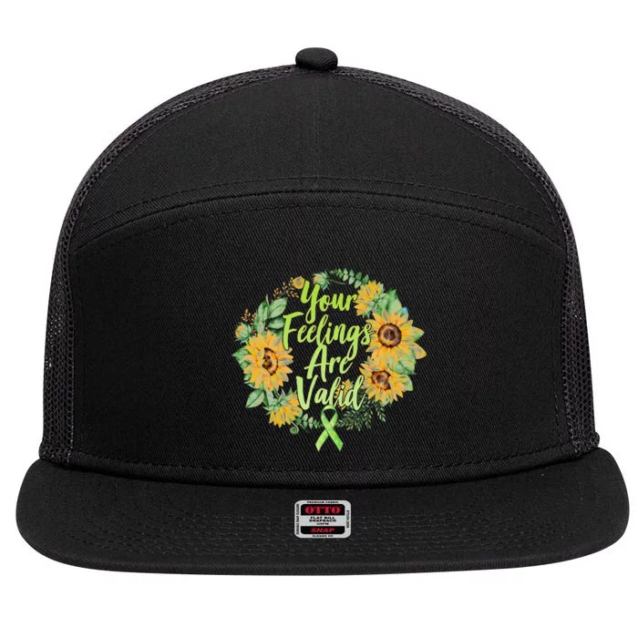 Your Feelings Are Valid Mental Health Awareness 7 Panel Mesh Trucker Snapback Hat