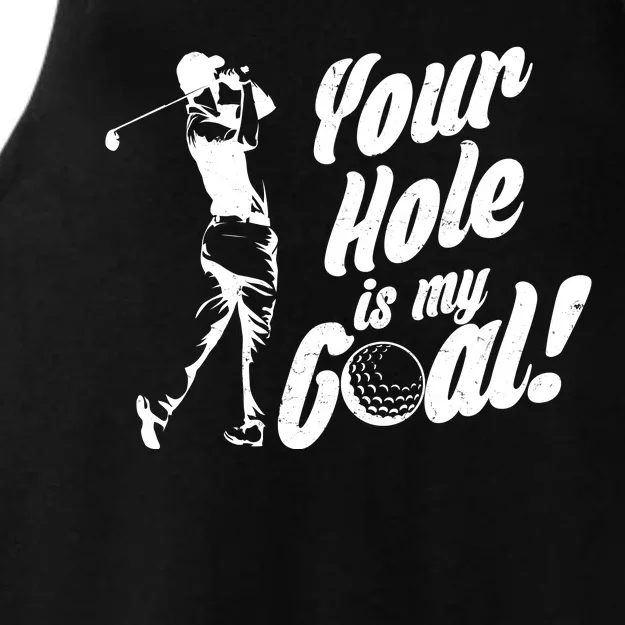 Your Hole Is My Goal! Funny Golfing Ladies Tri-Blend Wicking Tank