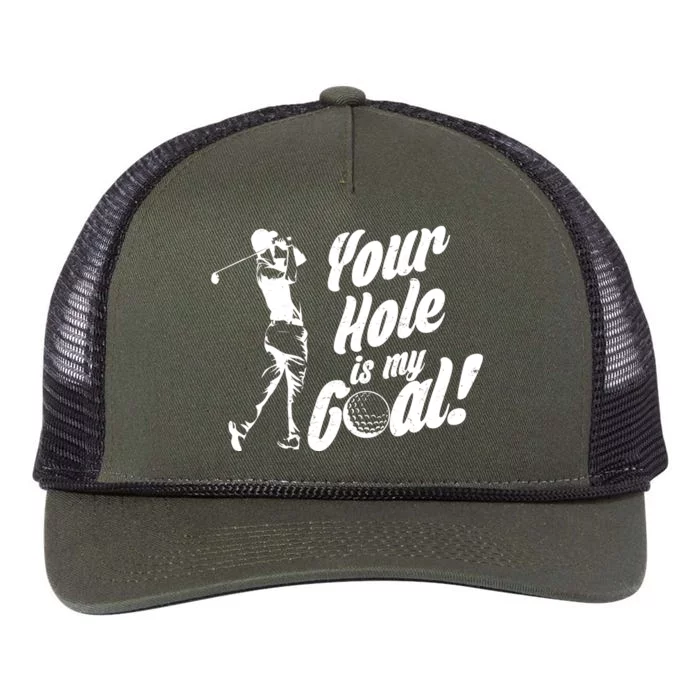 Your Hole Is My Goal! Funny Golfing Retro Rope Trucker Hat Cap