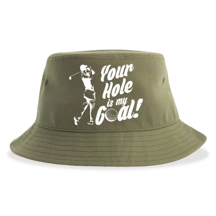 Your Hole Is My Goal! Funny Golfing Sustainable Bucket Hat