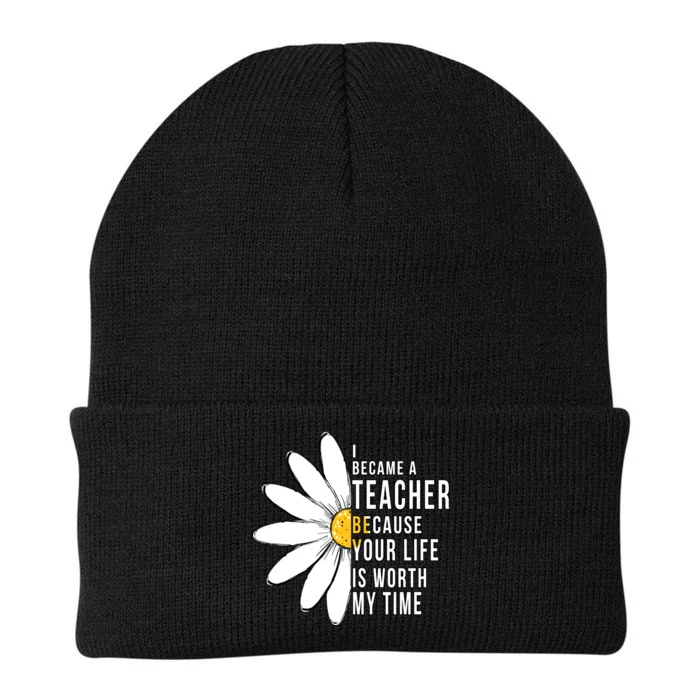 Your Life Is Worth My Time Inspiring Teacher Knit Cap Winter Beanie