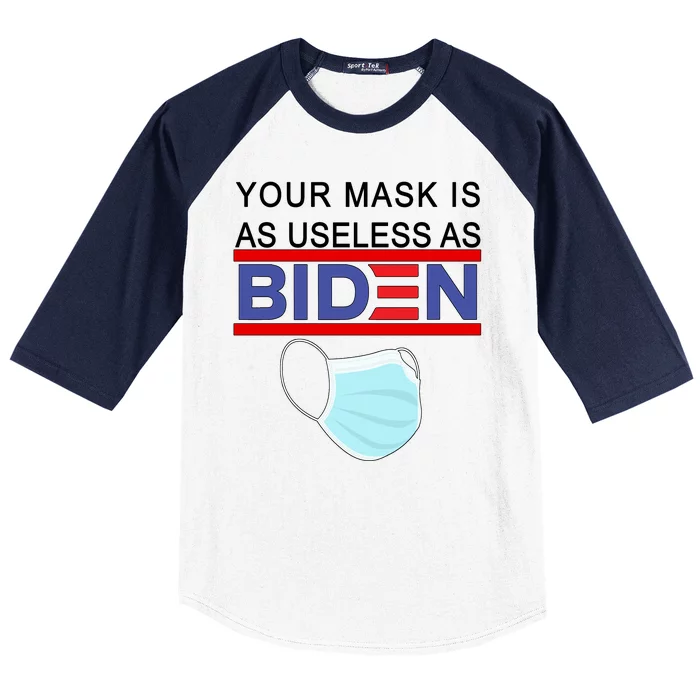 Your Mask Is As Useless As Biden Pro Trump Baseball Sleeve Shirt