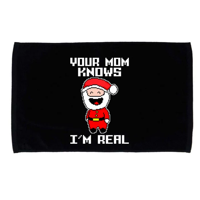 Your Mom Knows I'm Real Santa Christmas Microfiber Hand Towel