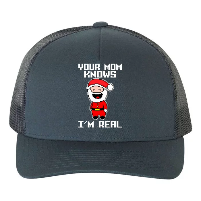 Your Mom Knows I'm Real Santa Christmas Yupoong Adult 5-Panel Trucker Hat