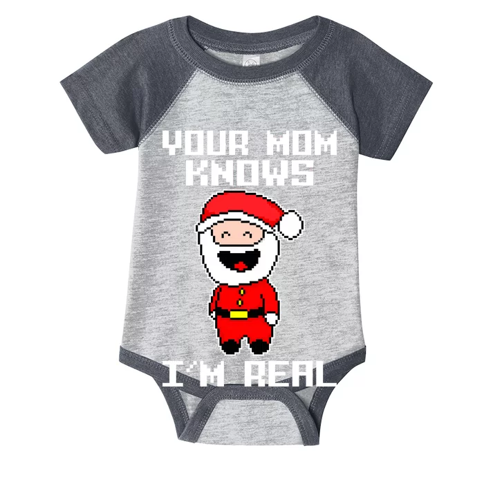 Your Mom Knows I'm Real Santa Christmas Infant Baby Jersey Bodysuit