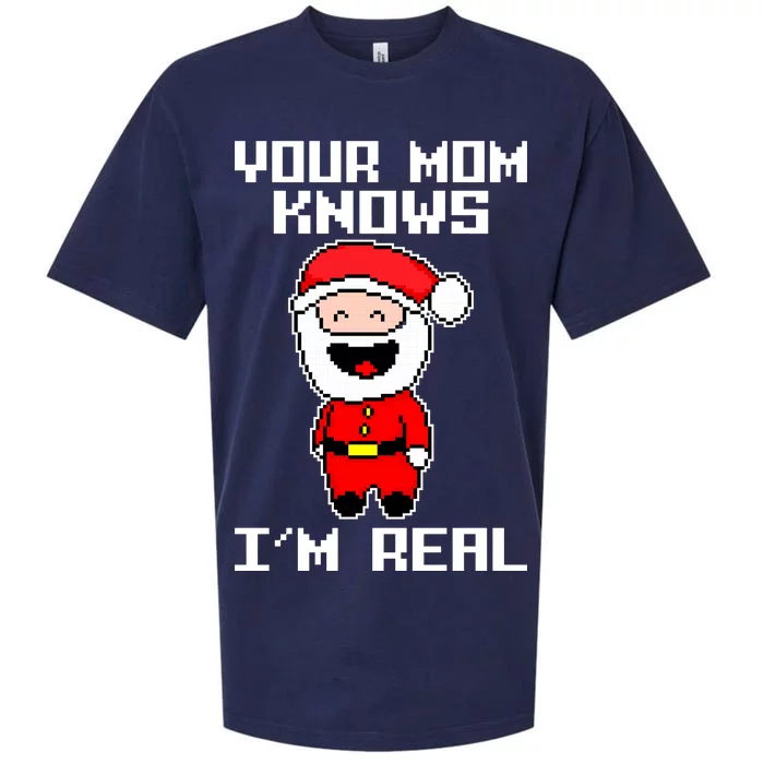 Your Mom Knows I'm Real Santa Christmas Sueded Cloud Jersey T-Shirt